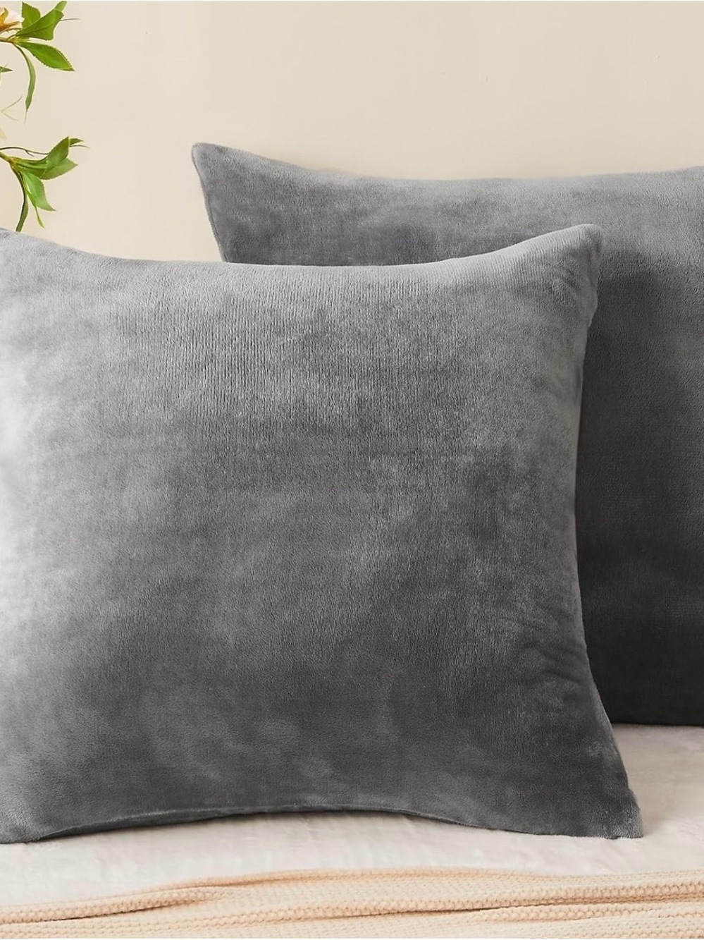 Grey Velvet Throw Pillow Covers